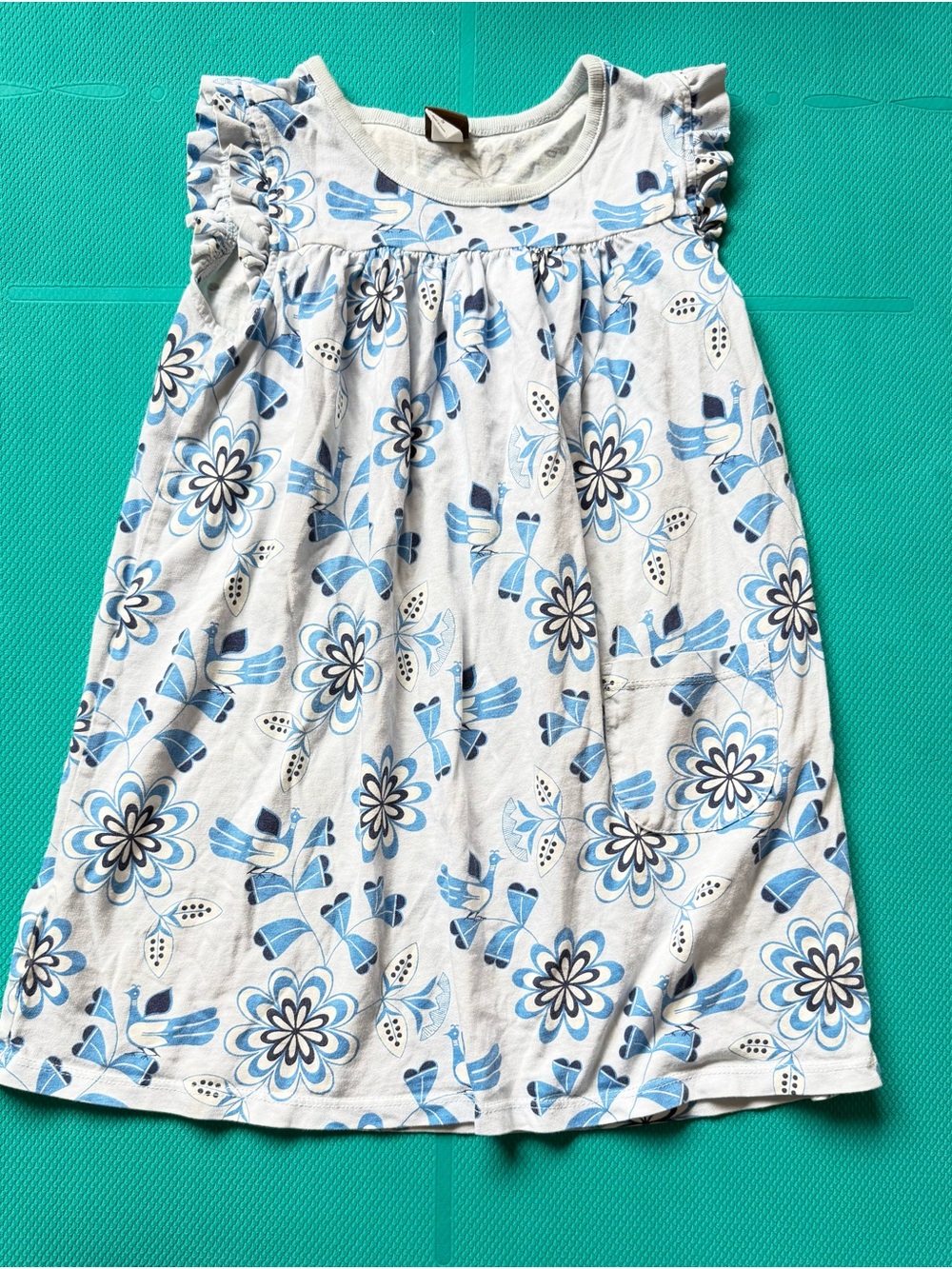 Tea Collection Blue and White Floral Sleeveless Cotton Dress